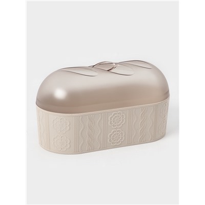 Хлебница с крышкой Альтернатива «Меланж», 33×16×19 см, пластик, бежевая