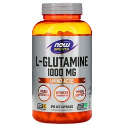 Now Foods, Sports, L-глютамин, 1000 мг, 240 растительных капсул