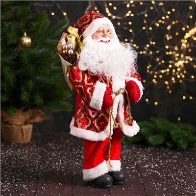 Дед Мороз под ёлку «Зимнее волшебство. Новогодняя игрушка в шубе», 47 см, красный