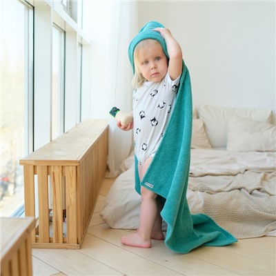 Полотенце уголок махровое Крошка Я 85×85 см, цвет голубая трава, 100% хлопок, 320 г/м