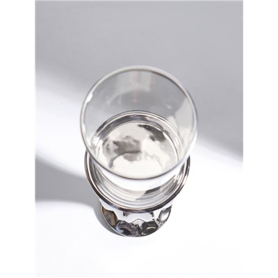 Подсвечник на 1 свечу «Версаль», керамика, стекло, d=7.5 см, серебро, 10.5×10.5×44.5 см