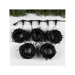 УЦЕНКА Гирлянда «Клип-лайт» 5 нитей по 20 м, IP44, УМС, тёмная нить, 665 LED, свечение тёплое белое, мерцание всех светодиодов, 24 В