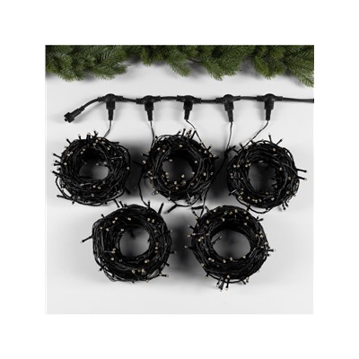 УЦЕНКА Гирлянда «Клип-лайт» 5 нитей по 20 м, IP44, УМС, тёмная нить, 665 LED, свечение тёплое белое, мерцание всех светодиодов, 24 В