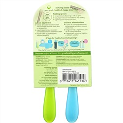 Green Sprouts, Feeding Spoons, 6-12 Months, Aqua, 2 Pack