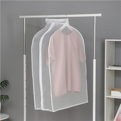 Чехол для одежды Доляна, плотный, объёмный, 60×90×30 см, белый