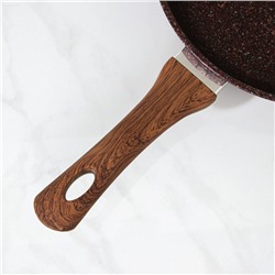 Сковорода KUKMARA Granit ultra red, d=26 см, пластиковая ручка, стеклянная крышка, антипригарное покрытие, алюминий, коричневая