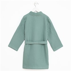 Халат вафельный детский Крошка Я «Boho» размер 32 (110-116 см) цвет мятный, 100% хлопок 290 г/м²