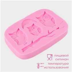 Молд для заливки Доляна «Совы», силикон, 10×7×1.1 см, розовый