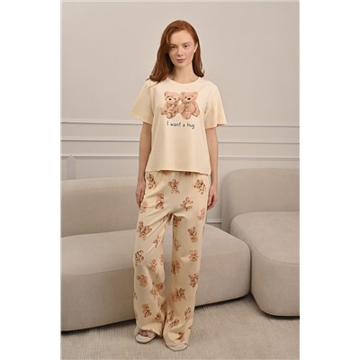Женская пижама (Футболка+Брюки) INDEFINI, 1232627