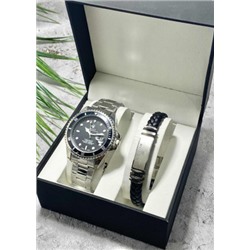 Подарочный набор для мужчины часы и браслет + коробка #22853524