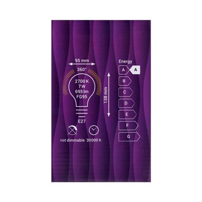 Лампа светодиодная REV LED FILAMENT VINTAGE, G95, E27, 7 Вт, 2700 K, шар, теплый свет