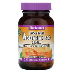 Bluebonnet Nutrition, Super Fruit, Vegetarian SOD, экстракт плодов канталупы, 250 МЕ, 60 растительных капсул