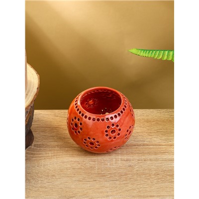 Подсвечник «Шар», 9×9×7 см, керамика, красный