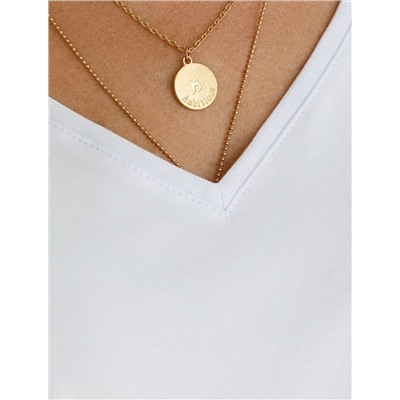 Футболка с V-вырезом и цельнокроеным рукавом из премиального хлопка с эластаном