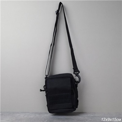 Сумка дорожная через плечо 15х12х9 см черная / MR10D /уп 1/подарок мужчине