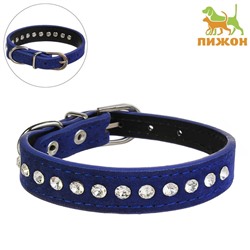 Ошейник «Бархат и стразы», 31×1.3/2 см, ОШ 22-28 см, синий