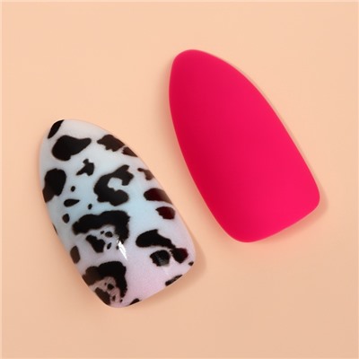 Накладные ногти «Лео», 12 шт., с клеевыми пластинами, форма миндаль, чёрные, розовые