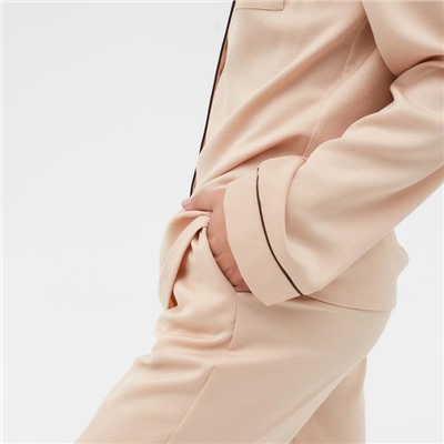 Пижама женская (рубашка, брюки) MINAKU: Light touch, бежевая, размер 52