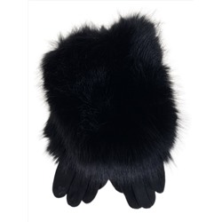 Утепленные женские перчатки с мехом , цвет  черный