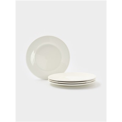 Тарелки Доляна White Label, набор 4 шт., d=20 см, фарфор, белые