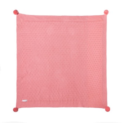 Вязаный плед "Крошка Я" Рисунок кубик, 90х90 см, розовый