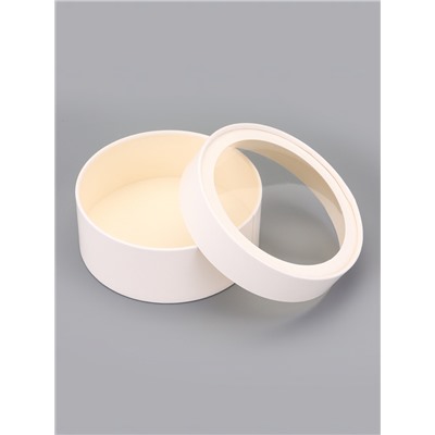 Набор круглых подарочных коробок с окном, завальцованные, белые, набор 8 шт., 15×6 см