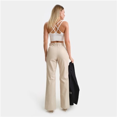 Брюки из экокожи женские, молочные, размер 48-50