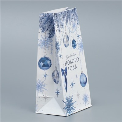 Пакет подарочный без ручек «Счастливого Нового года», 10×19.5×7 см