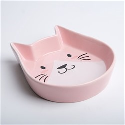Миска керамическая «Голова кота» 200 мл - 15×13×3 см, розовая