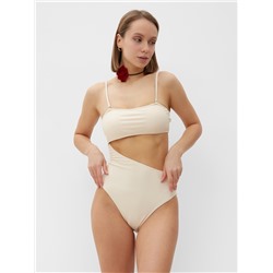 Купальник женский слитный с вырезом на животе MINAKU, размер 48, молочный