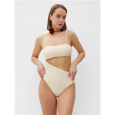 Купальник женский слитный с вырезом на животе MINAKU, размер 48, молочный
