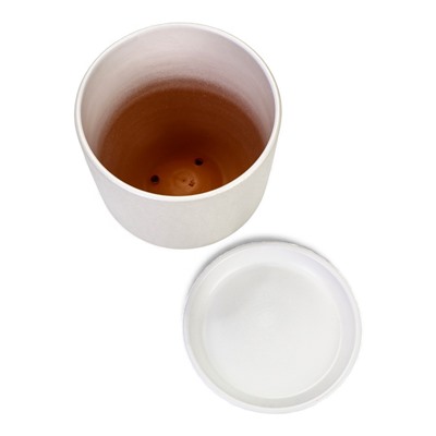 Горшок для цветов «Жемчуг», 5.4 л, d=21.5 см, h=19 см, керамический, с поддоном, белый