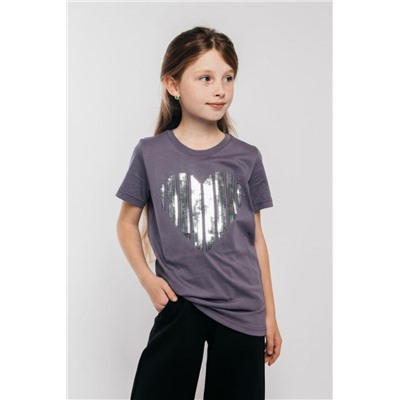 Футболка для девочки 51297 (Серо-фиолетовый)