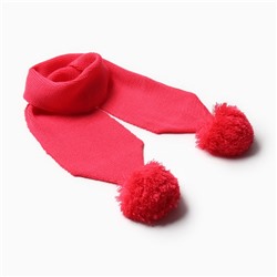 Шарф для девочки с помпонами, ярко-розовый, размер 110×14 см