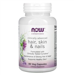 Now Foods, Solutions, для здоровья волос, кожи и ногтей, 90 вегетарианских капсул