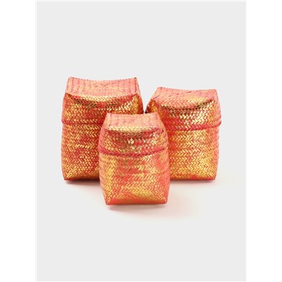 Корзинка плетёная «Голден», 20×20×26 см, розовая