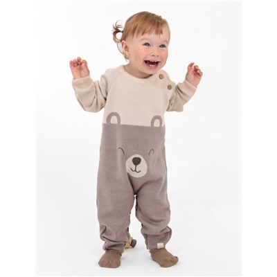 Комбинезон вязаный Крошка Я «Мордочка», рост 86-92 см, бежевый