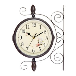 Часы настенные интерьерные «Розы», двусторонние, на подвесе, бесшумные, плавный ход, 30×35 см, циферблат d=19 см