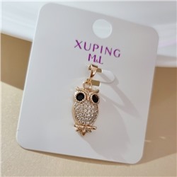 Кулон сова коллекция "Xuping ML" покрытие позолота, вставка: фианиты, цвет: черный и прозрачный, арт.101.189