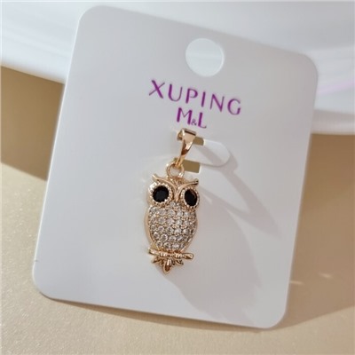 Кулон сова коллекция "Xuping ML" покрытие позолота, вставка: фианиты, цвет: черный и прозрачный, арт.101.189