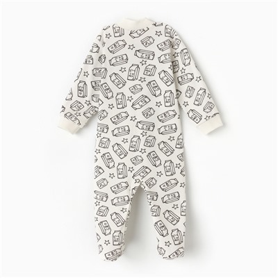 Комбинезон детский закрытые ножки, цвет белый/молоко, рост 68 см