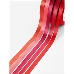 Атласная лента, набор 5 шт., 10 мм, 23±1 м, красная, бордовая