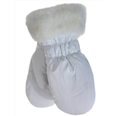 Зимние женские варежки с подкладом из искусственного меха, цвет белый