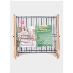 Сушилка для посуды Доляна Meli, 2 уровня, 39.5×34×27.5 см, бамбук, металл, чёрная