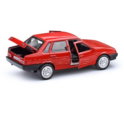 Машина металл LADA-21099 "Спутник" 12 см, (откр., двери, багаж, красный) инерц, в коробке.