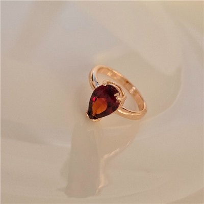 Кольцо 20 р ювелирная бижутерия коллекция "Дубай", покрытие позолота, вставка: фианиты, цвет: красный, арт.414.100-20