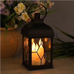 Светильник фонарь настольный Новогодний 21 см черный три свечи / YR01594B /уп 48/от батареек