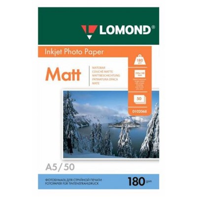 Фотобумага А5  50л 180г матовая односторонняя 0102068 Lomond