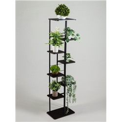 Подставка для цветов Greengo, 8 полок, 36×23×136 см, напольная, каркас металл, полки МДФ, чёрная