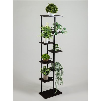 Подставка для цветов Greengo, 8 полок, 36×23×136 см, напольная, каркас металл, полки МДФ, чёрная